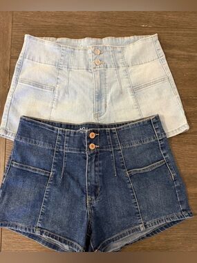 🚨🚨2x pairs!!!- No Boundaries Two-Tone Denim Jean Shorts - Dark Blue & Light Blue